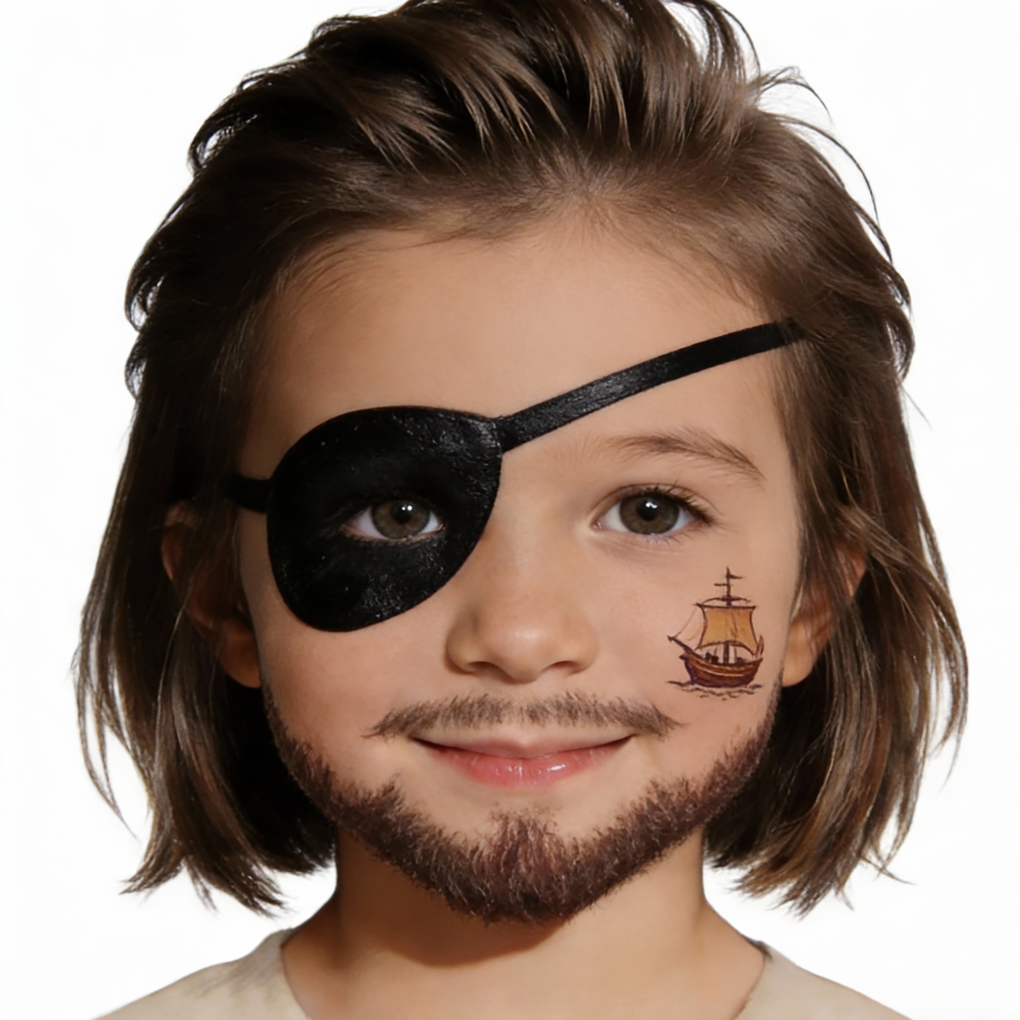 Floral fairy face paint design for a child with delicate pink flowers and vines