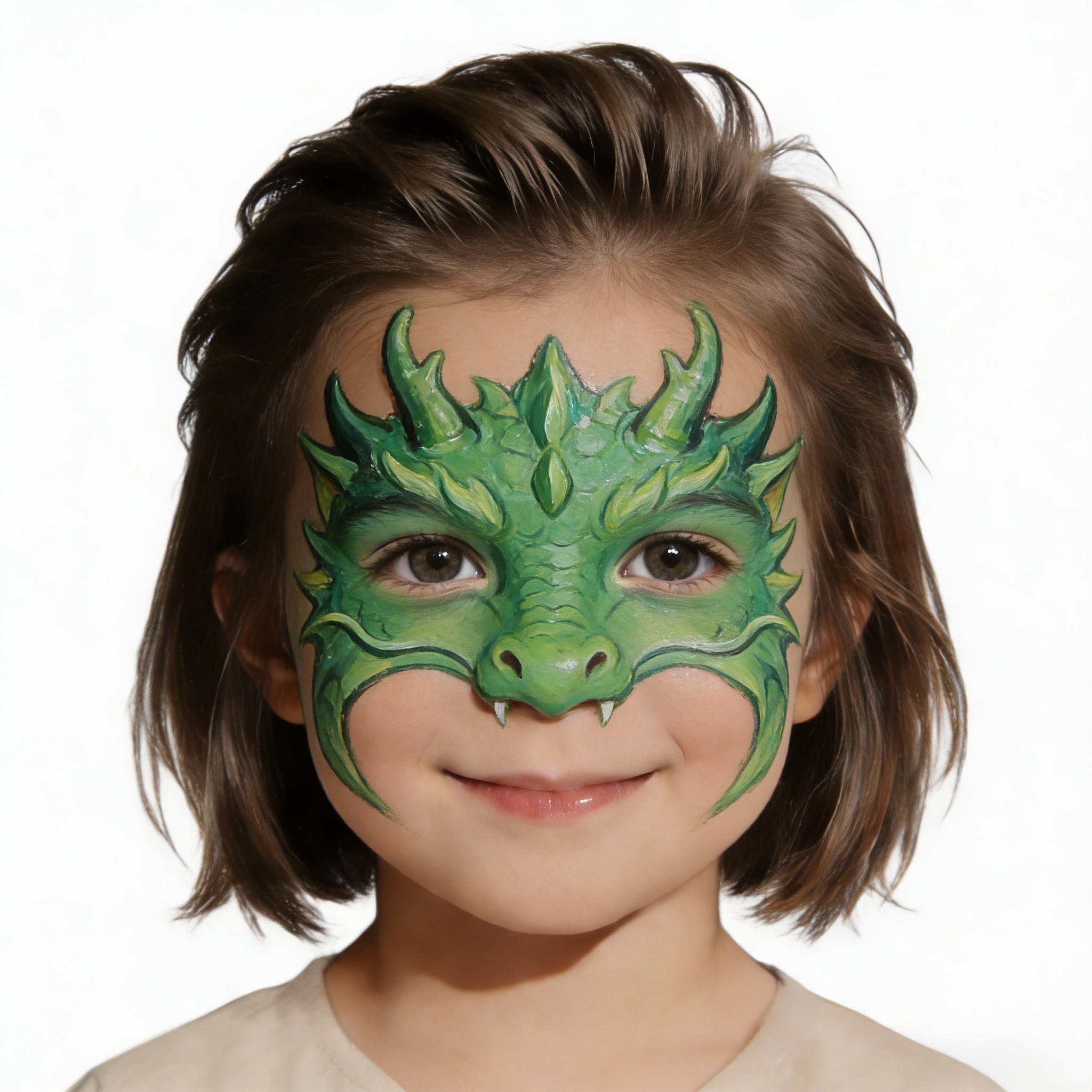 Pirate face paint for boys with black eye patch and cheek tattoo